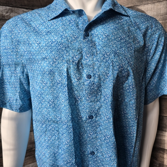 Tommy Bahama Coast Crescent Wave Camp Shirt Short Sleeved Mens Large - Picture 5 of 16